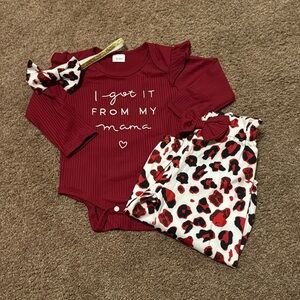 Brand New Baby Girl 6-9 Month Three Piece Outfit
